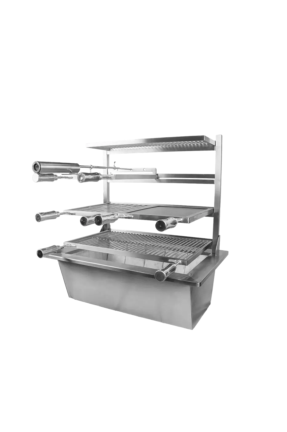 Conjunto Brava Grill Ossoboca em inox 304 com grelhas e espetos