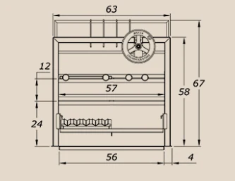 Desenho técnico frontal do Brava Grill Ossoboca